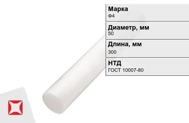 Фторопласт стержневой Ф4 50x300 мм ГОСТ 10007-80 в Алматы