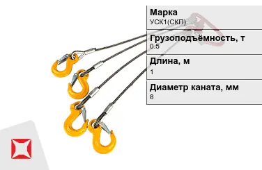 Строп канатный УСК1(СКП) 0,5 т 0,5x1000 мм ГОСТ-25573-82 в Алматы