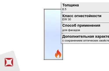 Огнестойкое стекло Pyropane 6.5 мм EW 30 с сохранением оптических свойств ГОСТ 30247.0-94 в Алматы